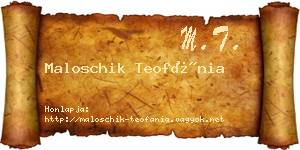 Maloschik Teofánia névjegykártya